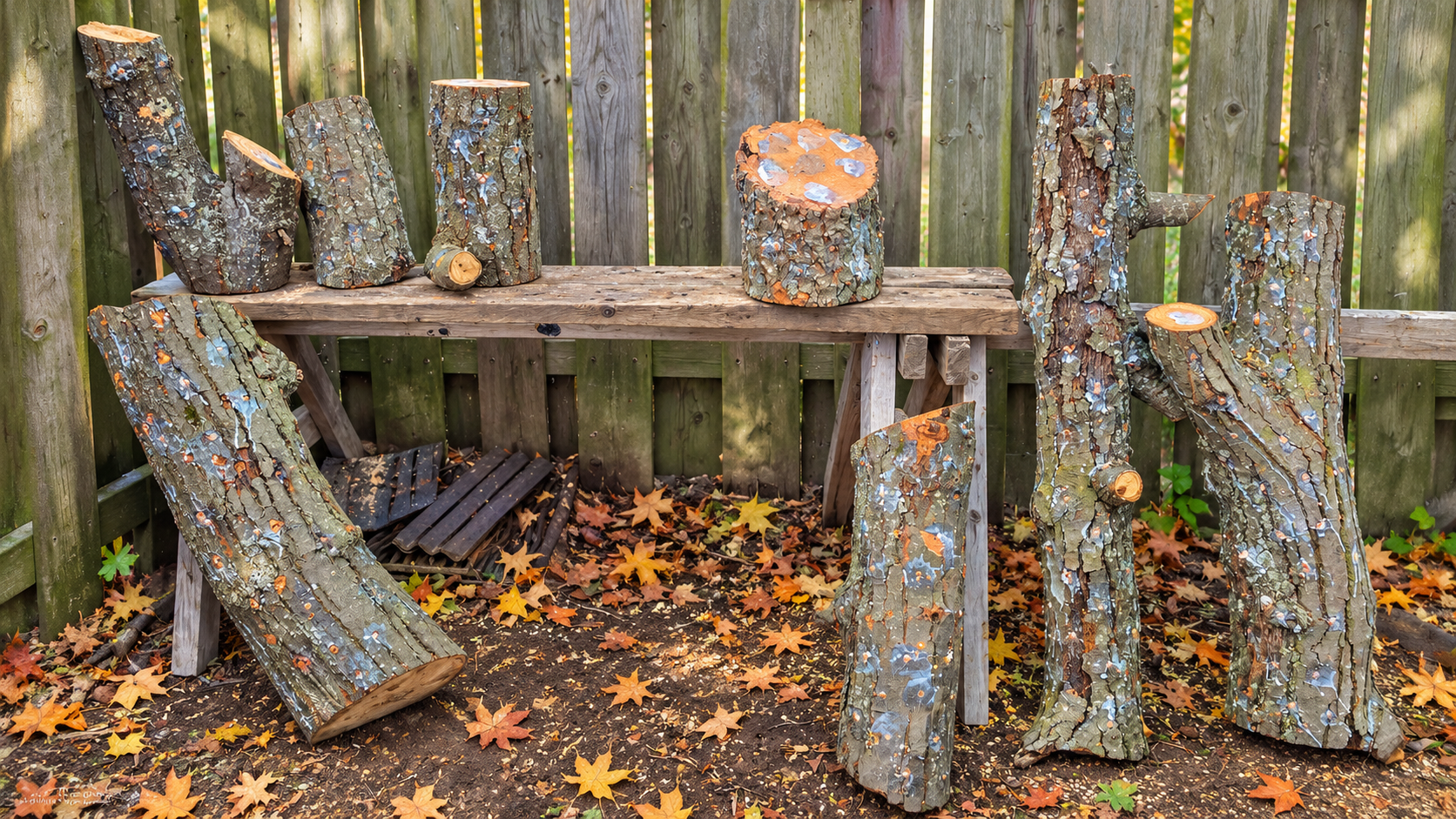 The complete Rutherglen batch of inoculated mushroom logs in the Sarnia work yard